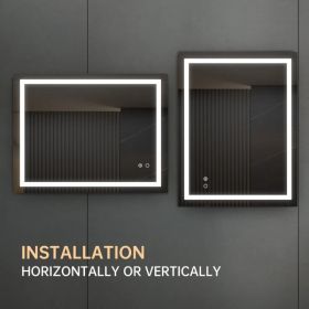 36'*28' LED Lighted Bathroom Wall Mounted Mirror with High Lumen+Anti-Fog Separately Control+Dimmer Function (Option: 36*28)