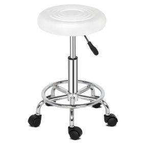 Round Stool with Lines Rotation Bar Stool White (Option: White)