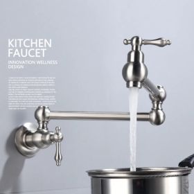 Folding faucet Pot Filler Faucet Wall Mount (Option: Nickel)