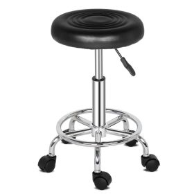 Round Stool with Lines Rotation Bar Stool White (Option: Black)
