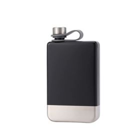 Portable Flagon Whiskey Vodka Wine Pot Hip Flask for Camping & Trip (Color: Black, Options: 9oz)