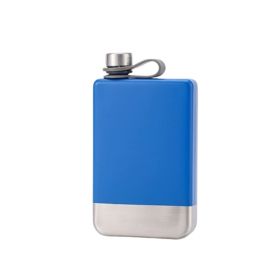 Portable Flagon Whiskey Vodka Wine Pot Hip Flask for Camping & Trip (Color: Blue, Options: 9oz)