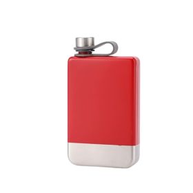 Portable Flagon Whiskey Vodka Wine Pot Hip Flask for Camping & Trip (Color: Red, Options: 9oz)